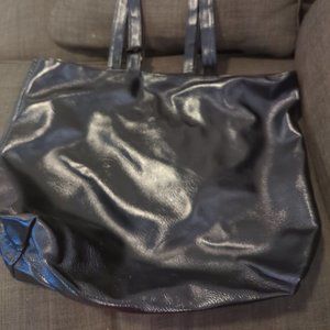 Big Pleather Black Bag with wallet